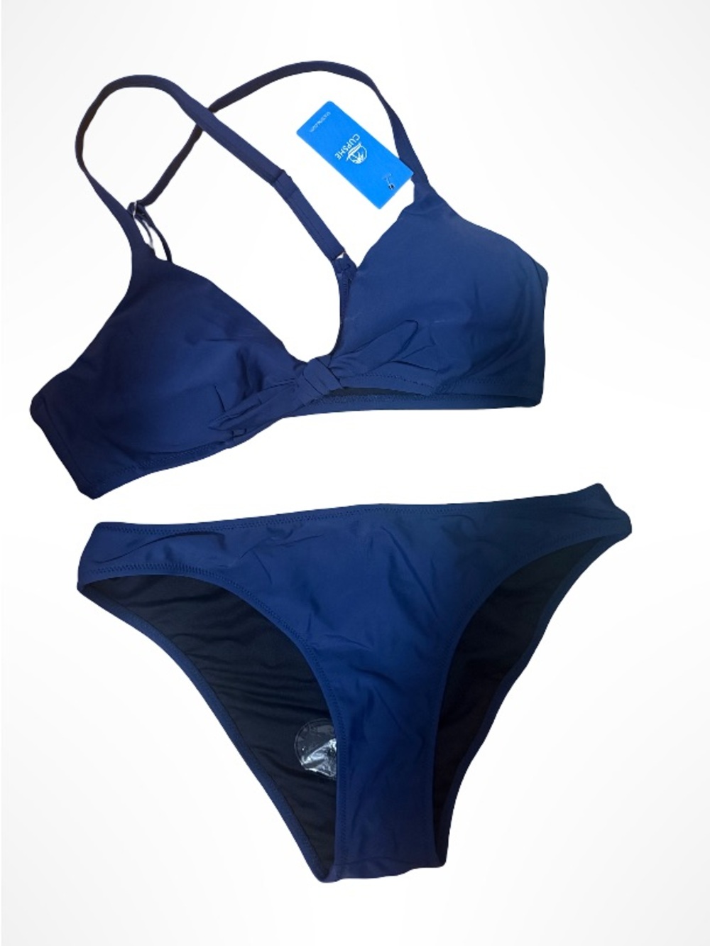 NWT Cupshe Navy Blue Tie-Front Bikini Set